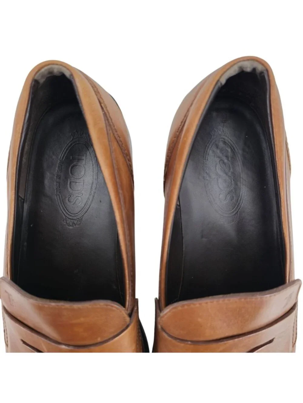 Tods Italy Mens Size 9.5 Light Brown Leather Dress Casual Shoes Penny Loafers - Picture 7 of 11